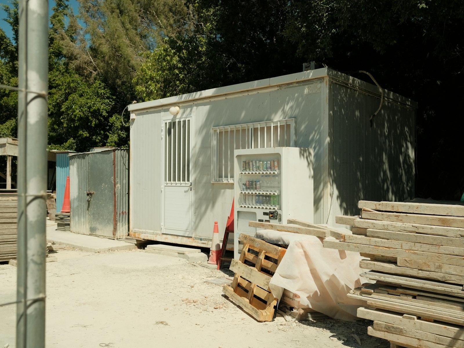 Construction materials staged on an active work site